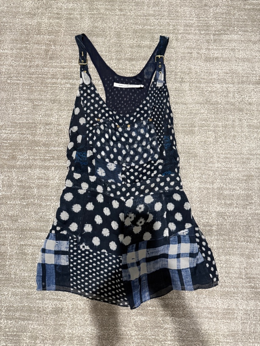 Diane Von furstenberg overall chiffon print romper with buckle strap